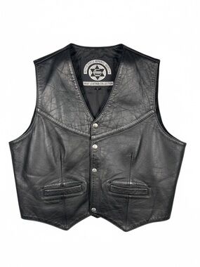 SHAF Leather Unisex Black Leather Vest